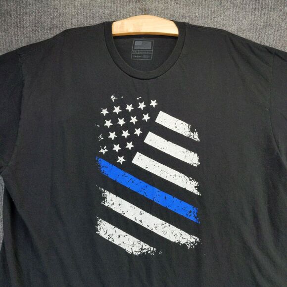 Thin Blue Line T Shirt Womens Size XXL Black Police Support Made in the USA - Picture 6 of 12